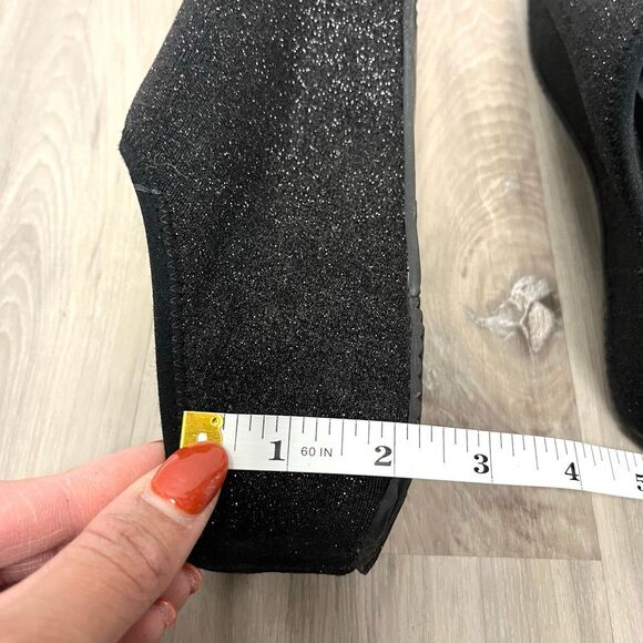 Volatile Sandals Womens 9 Festina Black Shimmery Stretch Knit Low Platform Wedge - Picture 6 of 6